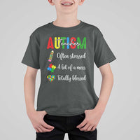 Autism Support Educator T Shirt For Kid Often Stressed A Bit Of A Mess Totally Blessed