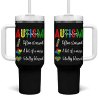 Autism Support Educator Tumbler With Handle Often Stressed A Bit Of A Mess Totally Blessed