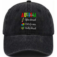 Autism Support Educator Washed Cotton Baseball Cap Often Stressed A Bit Of A Mess Totally Blessed