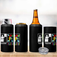 Funny Au Some Teacher 4 in 1 Can Cooler Tumbler Autism Acceptance Special Education Gift