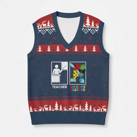 Funny Au Some Teacher V-Neck Knit Sweater Vest Autism Acceptance Special Education Gift