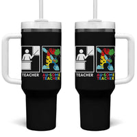 Funny Au Some Teacher Tumbler With Handle Autism Acceptance Special Education Gift