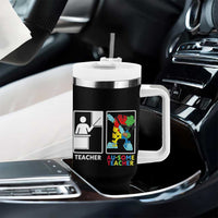 Funny Au Some Teacher Tumbler With Handle Autism Acceptance Special Education Gift