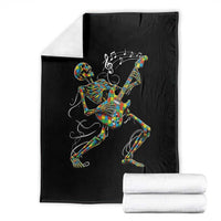 Autism Acceptance Rock Guitar Skeleton Throw Blanket Music Lover