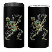 Autism Acceptance Rock Guitar Skeleton 4 in 1 Can Cooler Tumbler Music Lover