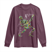 Autism Acceptance Rock Guitar Skeleton Long Sleeve Shirt Music Lover