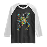 Autism Acceptance Rock Guitar Skeleton Raglan Shirt Music Lover