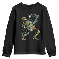 Autism Acceptance Rock Guitar Skeleton Youth Sweatshirt Music Lover