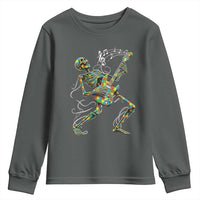 Autism Acceptance Rock Guitar Skeleton Youth Sweatshirt Music Lover