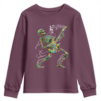 Autism Acceptance Rock Guitar Skeleton Youth Sweatshirt Music Lover