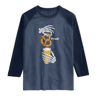 Prost Beer Lover Skeleton Hands German Festival Graphic Raglan Shirt