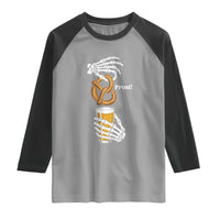 Prost Beer Lover Skeleton Hands German Festival Graphic Raglan Shirt