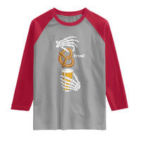 Prost Beer Lover Skeleton Hands German Festival Graphic Raglan Shirt