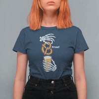 Prost Beer Lover Skeleton Hands German Festival Graphic T Shirt For Women
