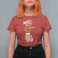 Prost Beer Lover Skeleton Hands German Festival Graphic T Shirt For Women