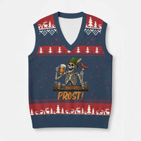 Funny Skeleton Oktoberfest V-Neck Knit Sweater Vest Prost Beer Lover Bavarian Gift