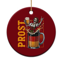 Funny Skeleton Oktoberfest Ceramic Ornament Spooky Prost German Beer Drinker Graphic