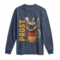 Funny Skeleton Oktoberfest Long Sleeve Shirt Spooky Prost German Beer Drinker Graphic