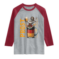 Funny Skeleton Oktoberfest Raglan Shirt Spooky Prost German Beer Drinker Graphic