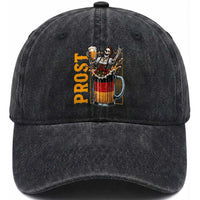Funny Skeleton Oktoberfest Washed Cotton Baseball Cap Spooky Prost German Beer Drinker Graphic