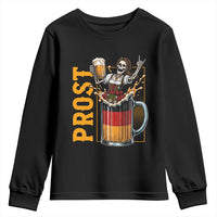 Funny Skeleton Oktoberfest Youth Sweatshirt Spooky Prost German Beer Drinker Graphic