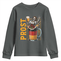 Funny Skeleton Oktoberfest Youth Sweatshirt Spooky Prost German Beer Drinker Graphic