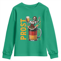 Funny Skeleton Oktoberfest Youth Sweatshirt Spooky Prost German Beer Drinker Graphic