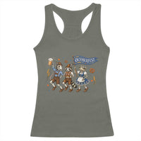 Funny Opossum Raccoon Frog Oktoberfest Beer Graphic Racerback Tank Top Spooky Drinking Team