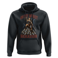 Bavarian Warrior Woman Drinking Beer Oktoberfest Graphic Hoodie On My Wurst Behavior