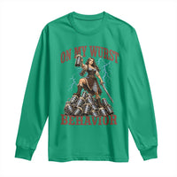 Bavarian Warrior Woman Drinking Beer Oktoberfest Graphic Long Sleeve Shirt On My Wurst Behavior