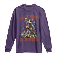 Bavarian Warrior Woman Drinking Beer Oktoberfest Graphic Long Sleeve Shirt On My Wurst Behavior