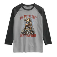 Bavarian Warrior Woman Drinking Beer Oktoberfest Graphic Raglan Shirt On My Wurst Behavior