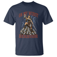 Bavarian Warrior Woman Drinking Beer Oktoberfest Graphic T Shirt On My Wurst Behavior