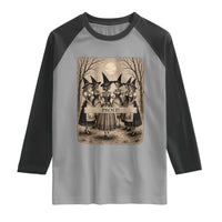 Skeleton Witches Coven Oktoberfest Raglan Shirt German Dirndl Spooky Beer Festival Gift