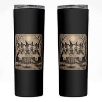 Skeleton Witches Coven Oktoberfest Skinny Tumbler German Dirndl Spooky Beer Festival Gift