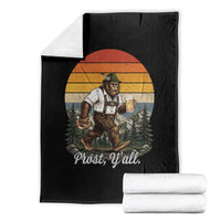 Prost Yall Bigfoot Throw Blanket Vintage Oktoberfest Beer Lover Sasquatch Gift