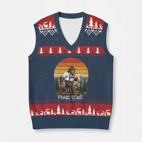Prost Yall Bigfoot V-Neck Knit Sweater Vest Vintage Oktoberfest Beer Lover Sasquatch Gift