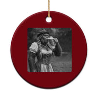 Bigfoot Oktoberfest Ceramic Ornament Vintage Dirndl German Beer Festival Humor