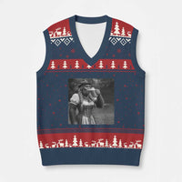 Bigfoot Oktoberfest V-Neck Knit Sweater Vest Vintage Dirndl German Beer Festival Humor
