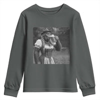 Bigfoot Oktoberfest Youth Sweatshirt Vintage Dirndl German Beer Festival Humor