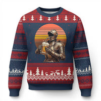 Funny Medieval Renaissance Drinker Ugly Christmas Sweater Vintage Knight In Armor Beer Lover