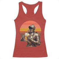Funny Medieval Renaissance Drinker Racerback Tank Top Vintage Knight In Armor Beer Lover