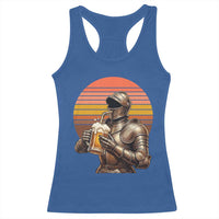 Funny Medieval Renaissance Drinker Racerback Tank Top Vintage Knight In Armor Beer Lover