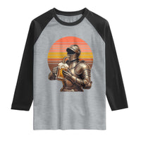 Funny Medieval Renaissance Drinker Raglan Shirt Vintage Knight In Armor Beer Lover