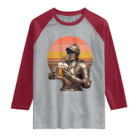 Funny Medieval Renaissance Drinker Raglan Shirt Vintage Knight In Armor Beer Lover