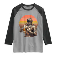 Funny Medieval Renaissance Drinker Raglan Shirt Vintage Knight In Armor Beer Lover