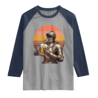 Funny Medieval Renaissance Drinker Raglan Shirt Vintage Knight In Armor Beer Lover
