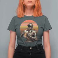 Funny Medieval Renaissance Drinker T Shirt For Women Vintage Knight In Armor Beer Lover