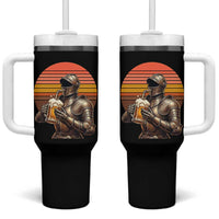 Funny Medieval Renaissance Drinker Tumbler With Handle Vintage Knight In Armor Beer Lover