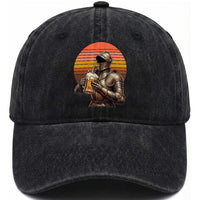 Funny Medieval Renaissance Drinker Washed Cotton Baseball Cap Vintage Knight In Armor Beer Lover
